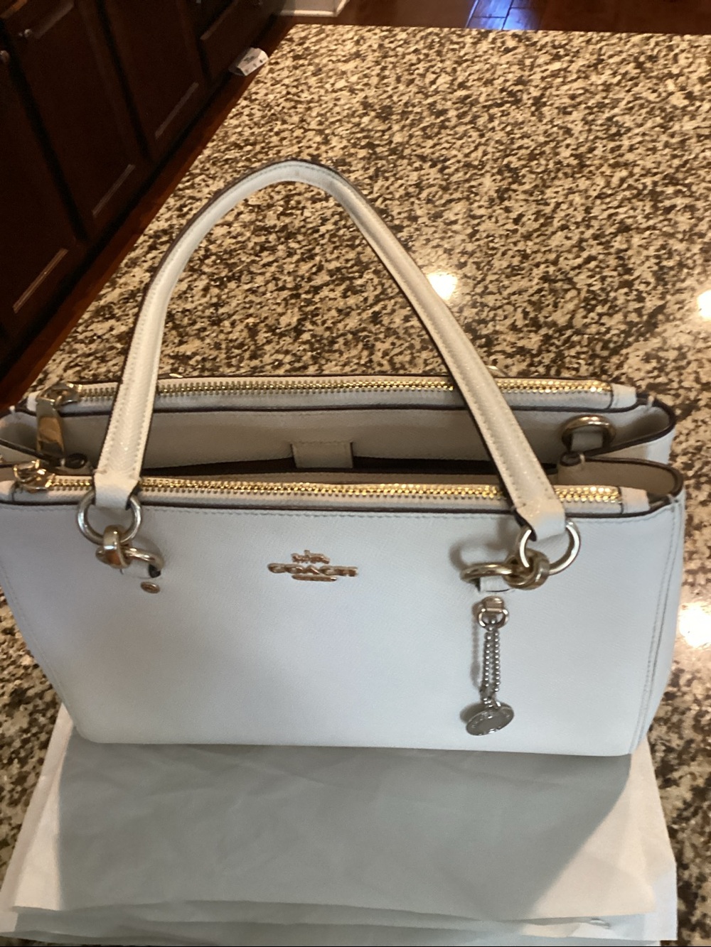 COACH Cream Leather Satchel with Gold Hardware